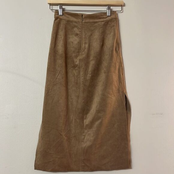 Aritzia Wilfred Lis Vegan Pencil Sued Tan Skirt Size 00 - Picture 4 of 6